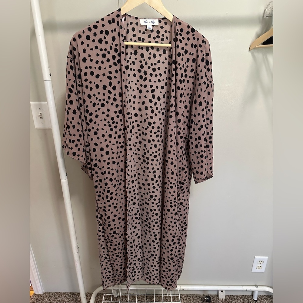 Pink and Black Spotted Shortsleeve Duster size medium